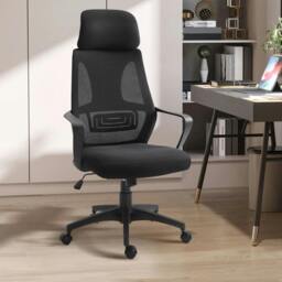 Rackhams Ergonomic Office Chair, High Back Computer Chair, Mesh Desk Chair with Lumbar Support, Headrest, Wheel, Adjustable Height, Black - thumbnail 2