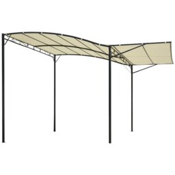 Rackhams 3 x 2.5m Patio Metal Gazebo Pergola Wall Mount Outdoor Shelter, Cream - Charcoal grey - Polyester fabric, powder coated steel - 300L x 250W x 200-250Hcm - thumbnail 2