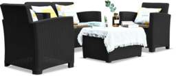 Rackhams SANTANA 4 Piece PE Rattan 4-Seater with Cushions Garden Furniture and Coffee Table Set in Black - thumbnail 2
