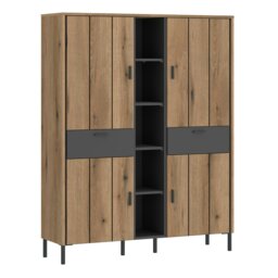 Rackhams Arundel Wardrobe 4 Door 2 Drawer in Oak/Grey - Brown - Malemine - 1