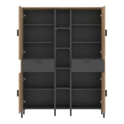 Rackhams Arundel Wardrobe 4 Door 2 Drawer in Oak/Grey - Brown - Malemine - 1 - thumbnail 2