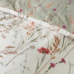Rackhams Brushed Grasmere Floral Cotton Reversible Duvet Cover Set Green - Super King - Green - thumbnail 4