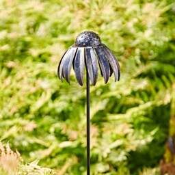 Rackhams Recycled Metal Echinacea Flower Garden Stake Decoration - Black