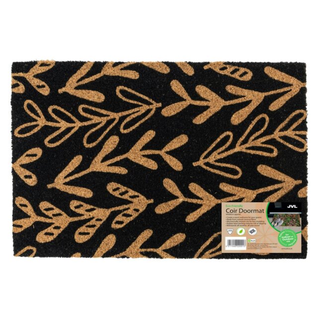 Rackhams Eco-Friendly Latex Backed Coir Entrance Doormat, 40x60cm - Sycamore - 1 - Black - image 1