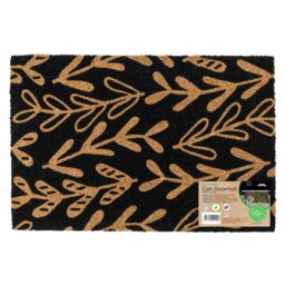 Rackhams Eco-Friendly Latex Backed Coir Entrance Doormat, 40x60cm - Sycamore - 1 - Black - thumbnail 1