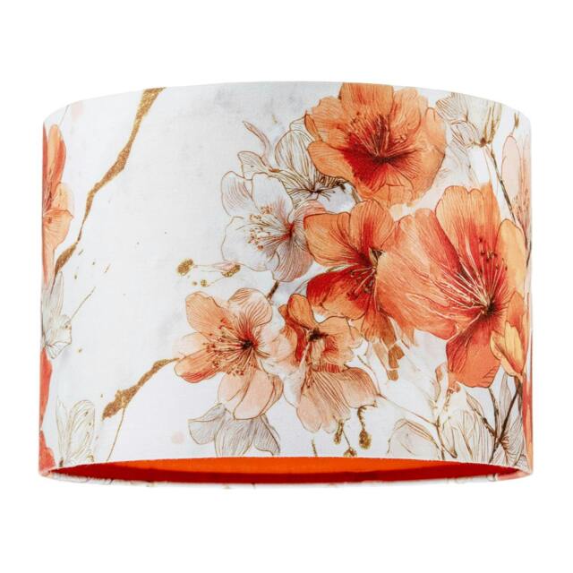 Rackhams Orange and Gold Floral Watercolour Fabric Lamp Shade with Inner Lining - image 1