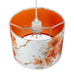 Rackhams Orange and Gold Floral Watercolour Fabric Lamp Shade with Inner Lining - thumbnail 3