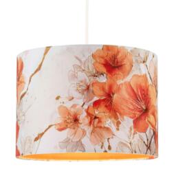 Rackhams Orange and Gold Floral Watercolour Fabric Lamp Shade with Inner Lining - thumbnail 2