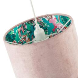 Rackhams Rose Pink Velvet Drum Lamp Shade with Inner Watercolour Floral Pattern - thumbnail 3
