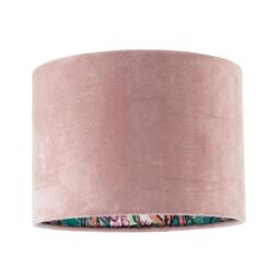 Rackhams Rose Pink Velvet Drum Lamp Shade with Inner Watercolour Floral Pattern - thumbnail 1