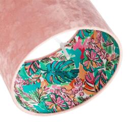 Rackhams Rose Pink Velvet Drum Lamp Shade with Inner Watercolour Floral Pattern - thumbnail 5