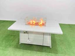 Rackhams 7 Seater Rattan Corner Sofa Set with Gas Fire Pit Dining Table & 2 Chairs - Light Grey - thumbnail 5