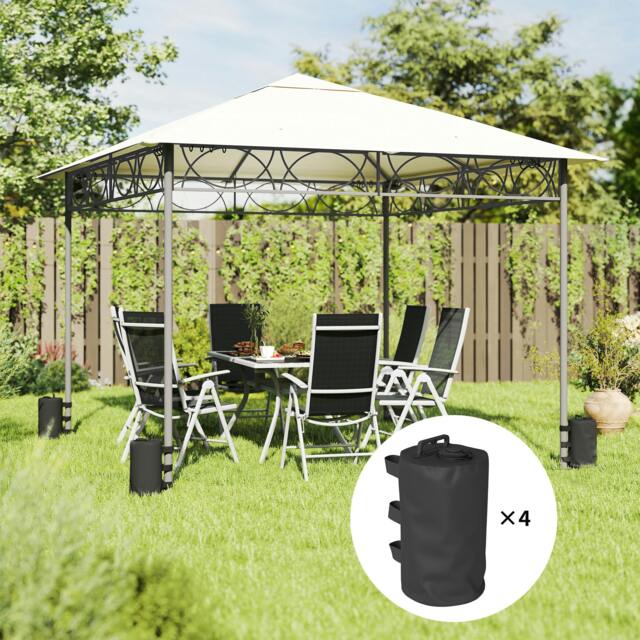 Rackhams Set of 4 Gazebo Water Weights Bags, 500D Sand Weights, Black - Φ20 x 32.5 cm - Gazebo weights bags - Black - image 1