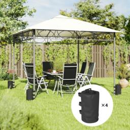 Rackhams Set of 4 Gazebo Water Weights Bags, 500D Sand Weights, Black - Φ20 x 32.5 cm - Gazebo weights bags - Black