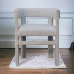 Rackhams Solid Wood White Boucle Occasional Chair