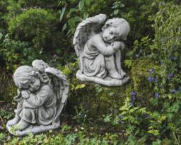 Rackhams Pair of Resting Angels Stone Garden Ornaments - thumbnail 3