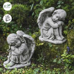 Rackhams Pair of Resting Angels Stone Garden Ornaments - thumbnail 2