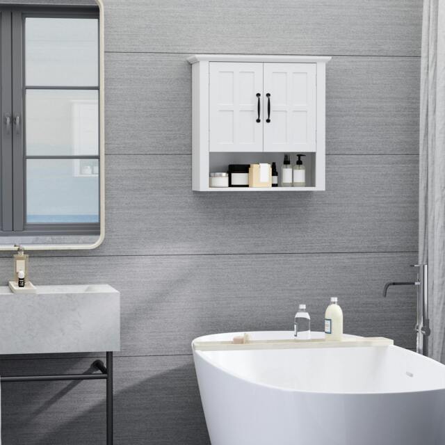 Rackhams Bathroom Wall Cabinet, Medicine Cabinet w/ Adjustable Shelf, White - 1 - MDF, Particle Board - White - image 1