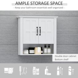 Rackhams Bathroom Wall Cabinet, Medicine Cabinet w/ Adjustable Shelf, White - 1 - MDF, Particle Board - White - thumbnail 4