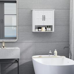 Rackhams Bathroom Wall Cabinet, Medicine Cabinet w/ Adjustable Shelf, White - 1 - MDF, Particle Board - White - thumbnail 1