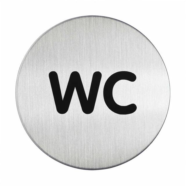 Rackhams Adhesive WC Symbol Bathroom Toilet Sign - Brushed Stainless Steel - 83mm