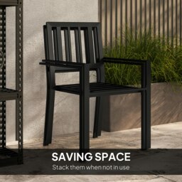 Rackhams 3 Piece Patio Bistro Set with Plastic Top, 2 Stackable Chairs, Grey - Grey - Galvanised Steel, PSPC - 60L x 60W x 71H cm - thumbnail 3