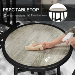 Rackhams 3 Piece Patio Bistro Set with Plastic Top, 2 Stackable Chairs, Grey - Grey - Galvanised Steel, PSPC - 60L x 60W x 71H cm - thumbnail 4