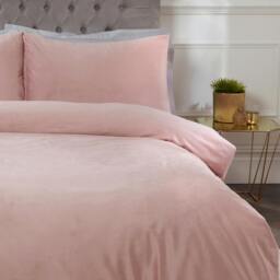 Rackhams Luxury Soft & Elegant Matte Velvet Duvet Cover Set with Pillowcases - Blush - Double (200cm x 200cm) - thumbnail 4