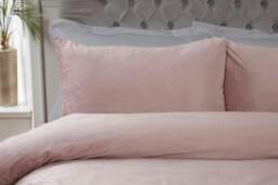 Rackhams Luxury Soft & Elegant Matte Velvet Duvet Cover Set with Pillowcases - Blush - Double (200cm x 200cm) - thumbnail 2