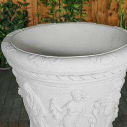 Rackhams Giant Stone White Harvest Design Round Vase Planter 3.94' Tall - thumbnail 4