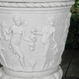 Rackhams Giant Stone White Harvest Design Round Vase Planter 3.94' Tall - thumbnail 5