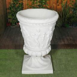 Rackhams Giant Stone White Harvest Design Round Vase Planter 3.94' Tall - thumbnail 6