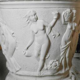 Rackhams Giant Stone White Harvest Design Round Vase Planter 3.94' Tall - thumbnail 2