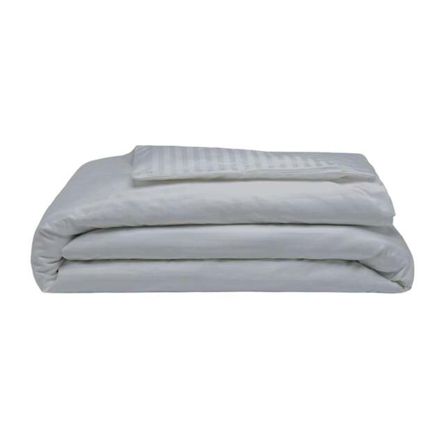 Rackhams 540 Thread Count Satin Stripe Duvet Cover Set - Platinum - Double - Platinum - 100% Cotton - image 1