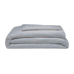 Rackhams 540 Thread Count Satin Stripe Duvet Cover Set - Platinum - Double - Platinum - 100% Cotton - thumbnail 2