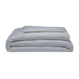 Rackhams 540 Thread Count Satin Stripe Duvet Cover Set - Platinum - Double - Platinum - 100% Cotton