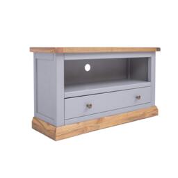 Rackhams Biccari Grey 1 Drawer TV Cabinet Brass Knob - Grey - thumbnail 1