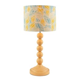 Rackhams Chic Yellow Table Lamp with Graphic Style Multi Colour Fabric Shade - thumbnail 2