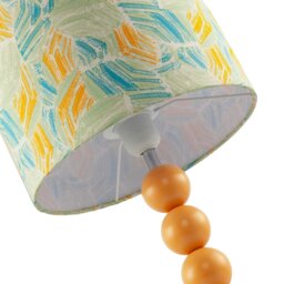 Rackhams Chic Yellow Table Lamp with Graphic Style Multi Colour Fabric Shade - thumbnail 3
