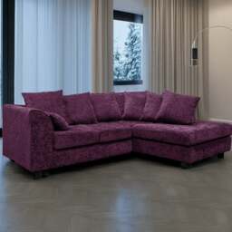 Rackhams Monaco Chenille Fabric 4 Seater L Shaped Corner Sofa - Purple - Right Hand Facing - thumbnail 1