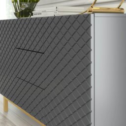 Rackhams Grey Matt Sideboard 140cm Diamond Pattern with Gold Legs - 140 cm  -  MDF/Chipboard - 1 - thumbnail 4