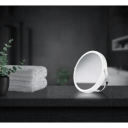 Rackhams Polished Chrome Double Sided LED Mirror - Freestanding with Swivel Stand 7x Magnification Rechargable Battery Bathroom Table Mirror - thumbnail 2