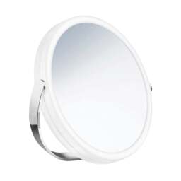 Rackhams Polished Chrome Double Sided LED Mirror - Freestanding with Swivel Stand 7x Magnification Rechargable Battery Bathroom Table Mirror