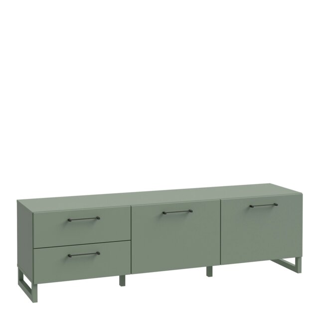 Rackhams Sali 2 Door 2 Drawer TV Unit in Sage Green - 1 - image 1