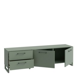 Rackhams Sali 2 Door 2 Drawer TV Unit in Sage Green - 1 - thumbnail 3