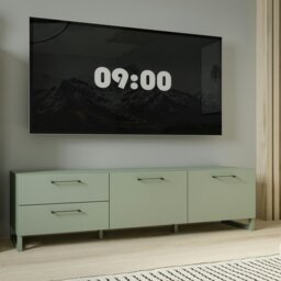 Rackhams Sali 2 Door 2 Drawer TV Unit in Sage Green - 1 - thumbnail 6