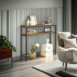 Rackhams Industrial Slim Console Table with Adjustable Shelf - thumbnail 2