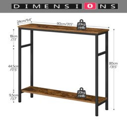 Rackhams Industrial Slim Console Table with Adjustable Shelf - thumbnail 3