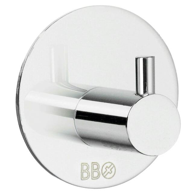 Rackhams Chrome Stainless Steel Single Towel Hook (48 x 48mm) Self Adhesive Bathroom Wall Mounted