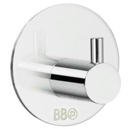 Rackhams Chrome Stainless Steel Single Towel Hook (48 x 48mm) Self Adhesive Bathroom Wall Mounted